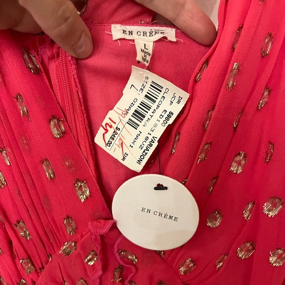 NWT Pink Tiered Shimmer Metallic Dress size Large - Picture 9 of 11